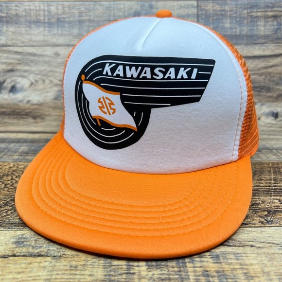 Unbranded Other - Vintage Kawasaki Ninja H2 Motorcycle Mens Trucker Hat Orange Snapback Ball Cap
